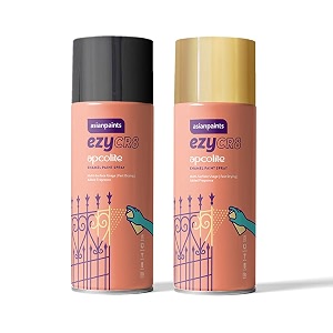 asian paints ezycr8 apcolite enamel paint spray combo black 250 g 400ml  gold 250 g 400ml