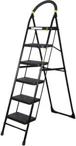 asian paints trucare 6 stepsblack color5 year warrantyhome ladderanti-skid foldable steel ladder with platform hand rail