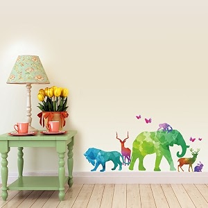 asian paints wall ons animals decal pvc vinyl decorative wall stickers for hall living amp bedrooms uv printed eco-solvent ink diy removable peel and stick covers h 1 ft x 239 ft39 multicolour home dcor