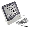 Digital Thermometer Hygrometer HTC-2 Room Thermometer with Humidity Incubator Meter and Accurate Temperature Indicator Wall Mounting LCD Digital Clock Monitor for Indoor