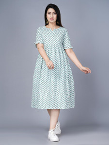 asifarheen Women Fit and Flare Light Green