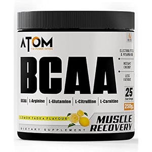 as-it-is atom bcaa 250g with l-arginine l-carnitine l-citrulline  lemon tadka flavor
