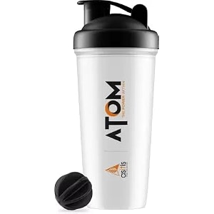 as-it-is atom shaker bottle 800ml  bpa free  durable leak proof  with mixer ball  - plastic transparent