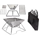 ASIZA Portable Charcoal Grill, Folding Stainless Steel Camping Fire Pit, Backpacking Grill for Outdoor Cooking Hiking Picnics with Carrying Bag/Outdoor Stove Burner/Hiking Travel Picnic BBQ