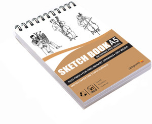 askprints a5 top spiral-bound sketchbook for artists  sketching and drawing doodling sketch pad