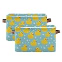 Aslsiy Storage Basket Cute Yellow Ducks-2 Nursery Bins Baby Canvas Box Clothes Shelf Basket Laundry Hampers 2 Pcs