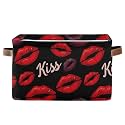 Aslsiy Storage Basket Sexy Lips Kiss-2 Nursery Bins Happy Valentines Baby Canvas Box Clothes Shelf Basket Laundry Hampers 1 Pcs