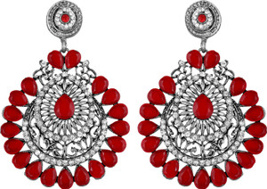 asmitta jewellery asmitta ethnic kundan studded oxidised silver dangle earrings zinc drops  danglers