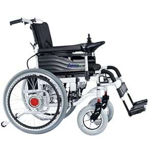 asmofit road master foldable electric wheelchair for seniors  22 inches rear wheels  360 joystick control lightweight anti-tipper wheels flip-up armrests reliable side brake amp 24v 10ah airline compliant lithium-ion battery for enhanced mobility power wheelchair