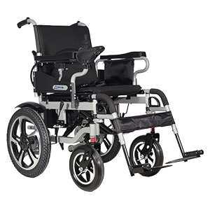 asmofit zipmax foldable electric wheelchair for seniors  360 joystick control lightweight anti-tipper wheels flip-up armrests reliable side brake 24v 10ah lithium-ion battery airline compliant for enhanced mobility  power wheelchair - silver