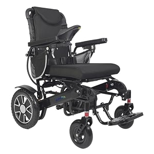 asmofit zipmax foldable electric wheelchair for seniors  360 joystick control lightweight anti-tipper wheels flip-up armrests reliable side brake 24v 10ah lithium-ion battery airline compliant for enhanced mobility  power wheelchair - silver