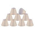 Aspen Creative 51020-9, Hardback Empire Transitional Clip-On Chandelier Shade, Gold Linen Texture Fabric, 3" Top x 6" Bottom x 5" Slant, Set of 9