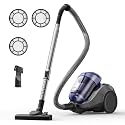 Aspiron Canister Vacuum Cleaner, 1500W Bagless Vacuum Cleaner, Set of 3 Anti-Allergen HEPA Filter, 2.5QT Dust Cup, 2-in-1 Crevice Tool, Low Noise, Corded Vacuum for Hard Floors, Carpets, Pet Hair