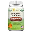 aSquared Nutrition Turmeric Curcumin 1600mg with BioPerine Black Pepper Extract - 180 Capsules with 95% Curcuminoids, 100% Natural Tumeric Root Powder Supplements, Natural Joint Stiffness Relief Pills