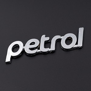 chrome finish car fuel tank sticker - fuel tank logo emblem badge monogram universal for car petrol 3x85cm