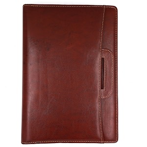 professional pu leather two-ring mechanism multipurpose zipper conference handle bag organiser for meetings seminars conferences presentations interview portfolio maroon with leaf