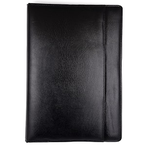 professional pu leather two-ring mechanism multipurpose zipper conference handle bag organiser for meetings seminars conferences presentations interview portfolio black with leaf