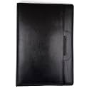 Professional PU Leather Two-Ring Mechanism Multipurpose Zipper Conference Handle Bag Organiser for Meetings, Seminars, Conferences, Presentations, Interview Portfolio (Black, Without Leaf)