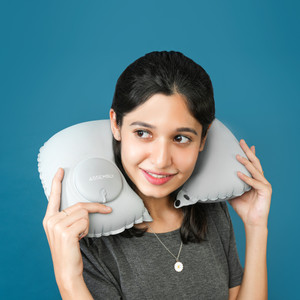 assembly luggage inflatable travel - 360 support for menwomen neck pillow grown up grey