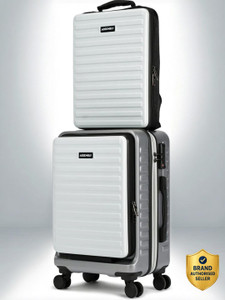 assembly small cabin suitcase 20 inch 8 wheels - polycarbonate hardsided luggage trolley with hard shell laptop backpack - grey white