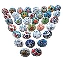 Assorted Flat Ceramic Door Knobs Hand Painted
