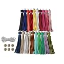 4.3'' Assorted Leather Tassels 20Pcs with Silver Caps