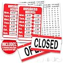 ASSURED SIGNS Business Hours Sign for Glass Door, Open Closed Sign, 2 Pack