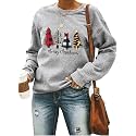 ASTANFY Merry Christmas Sweatshirt for Women Plaid