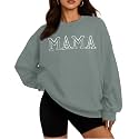 ASTANFY Womens Crewneck Sweatshirt Mama Letter Print Long Sleeve Loose Fashion Pullover Top