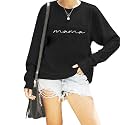 ASTANFY Womens Crewneck Sweatshirt Mama Letter Print Long Sleeve Loose Fashion Pullover Top