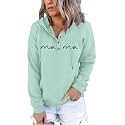 ASTANFY Womens Crewneck Sweatshirt Mama Letter Print Long Sleeve Loose Fashion Pullover Top