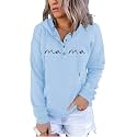 ASTANFY Womens Crewneck Sweatshirt Mama Letter Print Long Sleeve Loose Fashion Pullover Top