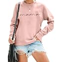 ASTANFY Womens Crewneck Sweatshirt Mama Letter Print Long Sleeve Loose Fashion Pullover Top