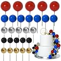 ASTARON 50 Pcs Ball Cake Topper Sticks Mini Balloons for Cake Decoration