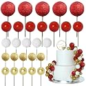 ASTARON 50 Pcs Ball Cake Topper Sticks Mini Balloons for Cake Decoration