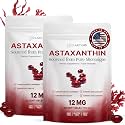 Astaxanthin 12mg Antioxidants Supplement – Natural Microalgae Source – Lipid-Based Softgel for Enhanced Absorption – Cognitive, Vision &amp; Joint Support – 30 Softgels (Pack of 2)
