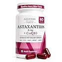 Astaxanthin 4mg + COQ10 | For Skin, Eye, Brain, Energy & Immunity | EUROFINS Lab tested | 4-in-1 Antioxidant powered with COQ10 & Vitamin D3 | Fresh Haematococcus pluvialis Microalgae Sourced | 60 Veg Capsules