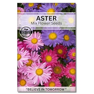 navika seeds  grow with us aster flower seeds for home gardening perfect for home amp terrace gardening winter and summer blooms in india - includes free e-book