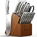 Astercook Knife Set for Kitchen with Block and Sharpener 15pcs Full Tang