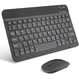 wireless keyboard and mouse rechargeable 10 ultra slim universal tablet keyboard with wireless mouse bluetooth for iosandroidwindows laptops pc phones black with led light