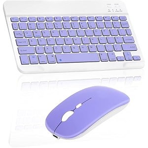 wireless keyboard and mouse rechargeable ultra slim universal bluetooth for iosandroidwindows laptops pc phones pink led light