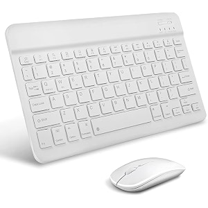 wireless keyboard rechargeable10 ultra slim universal tablet keyboard with wireless mouse wireless bluetooth keyboard for iosandroidwindows laptops pc phones white standard