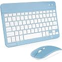 Wireless Keyboard and Mouse, Rechargeable, Ultra Slim, Universal, Bluetooth, for iOS/Android/Windows, Laptops, PC, Phones (Blue)