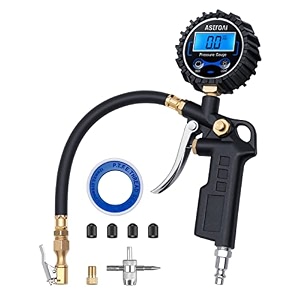 astroai astroai digital tire inflator with pressure gauge medium 250 psi air chuck and compressor accessories heavy duty with rubber hose and quick connect coupler for 01 display resolution black