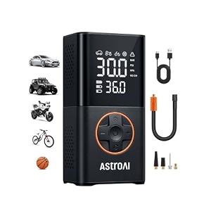 astroai wireless electric air pump portable battery bicycle pump with all valves led light rechargeable tyre pump for bicycle e-bike car motorcycle balls black