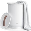 Asuka Towel Warmer, Large Towel Warmer for Bathroom with Wood Handle, 4 Delay Settings&Auto Shut Off, Towel Warmer Bucket Fits Two 40"X70" Oversized Towels, Bathrobes, Blankets, PJ's and More, White
