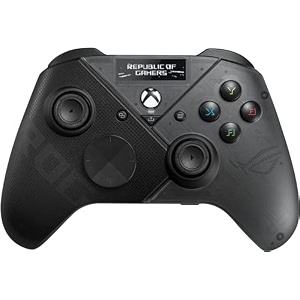 asus rog raikiri pro oled display tri-mode connectivity remappable buttonsamptriggers 4 rear buttons stepamplinear triggers adjustable joystick sensitivity 35mm jack with ess dac for pc and xbox