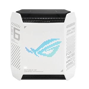 asus rog rapture gt6 1pk tri-band wifi 6 gaming mesh wifi system covers up to 2900 sq ft 25 gbps port triple-level game acceleration unii 4 free lifetime internet security moonlight white