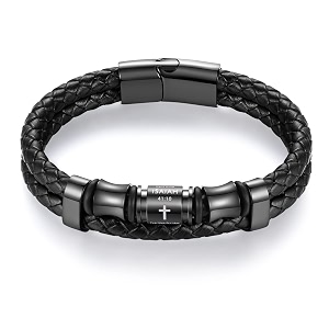 asuwish bible verse cross bracelets for men multi-layer braided leather wristband bracelet with stainless steel clasp wrist cuff bangle for men boys christmas birthday gifts