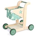 Asweets 2 in 1 Wooden Baby Walker Push and Pull Doll Stroller (Green)